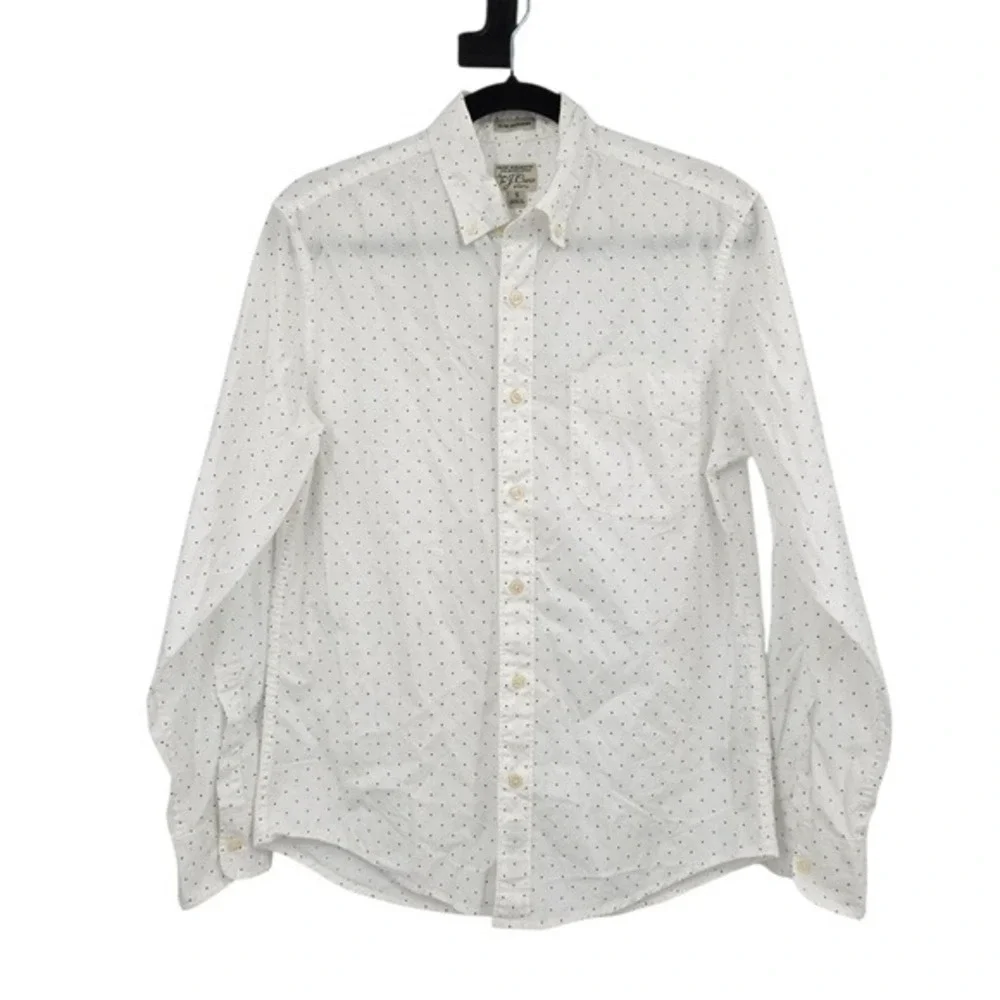 J. Crew Slim Untucked Stretch‎ Shirt Polka Dot Organic Cotton Top S